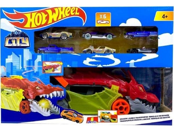 Hot Wheel "Dragon Truck" game set with 6 pcs cars