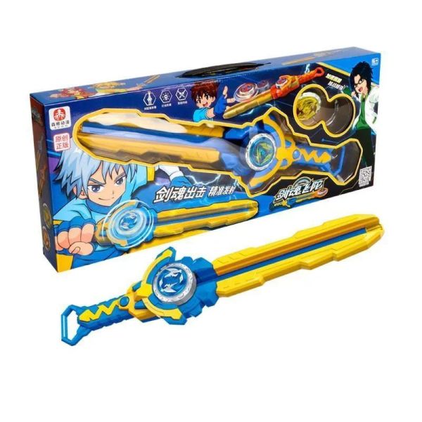 Game set battle BB "Sword-launch + tops" blue / red assorted.